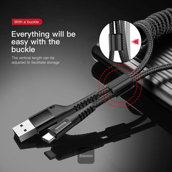 Baseus Fish eye Spring Data Cable USB For Type-C 2A 1m Black