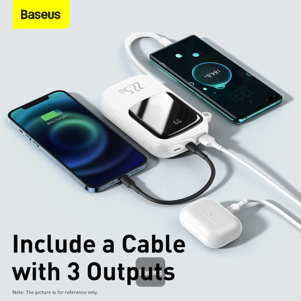 Baseus Qpow Digital Display quick charging power bank 20000mAh 225W With Type-C Cable White