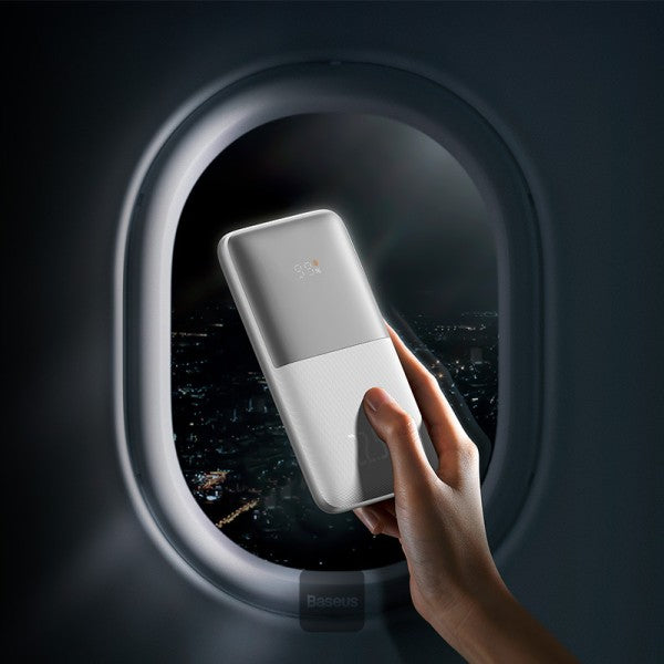 Baseus Bipow Pro Digital Display Fast Charge Power Bank 10000mAh 225W White (With Simple Series Charging Cable USB to Type-C 3A 03m)