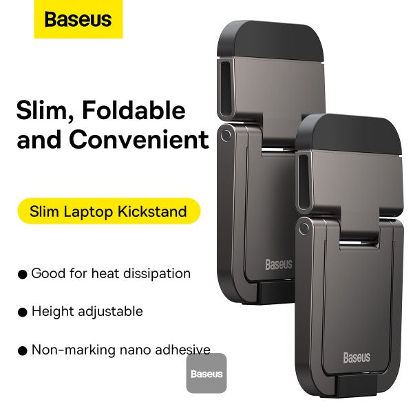 Baseus Slim Laptop Kickstand (2 PCS) Compact Durable Heat Dissipation Adjustable Viewing Angle - Black