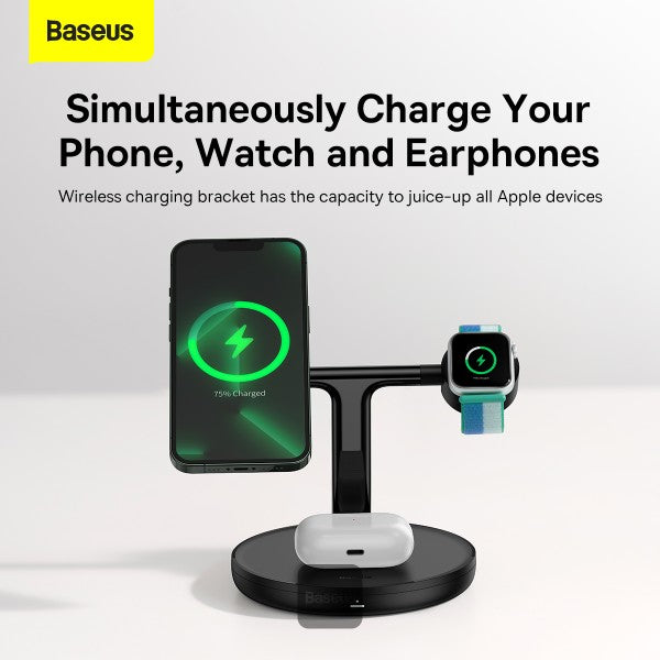 Baseus Swan 3-in-1 Wireless Magnetic Charging Bracket 20W Black Universal version (Include: USB For type-C 3A 1m)