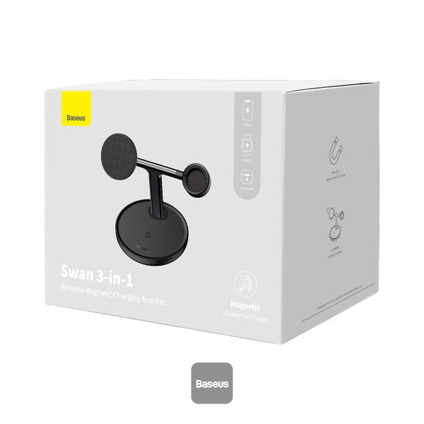 Baseus Swan 3-in-1 Wireless Magnetic Charging Bracket 20W Black Universal version (Include: USB For type-C 3A 1m)