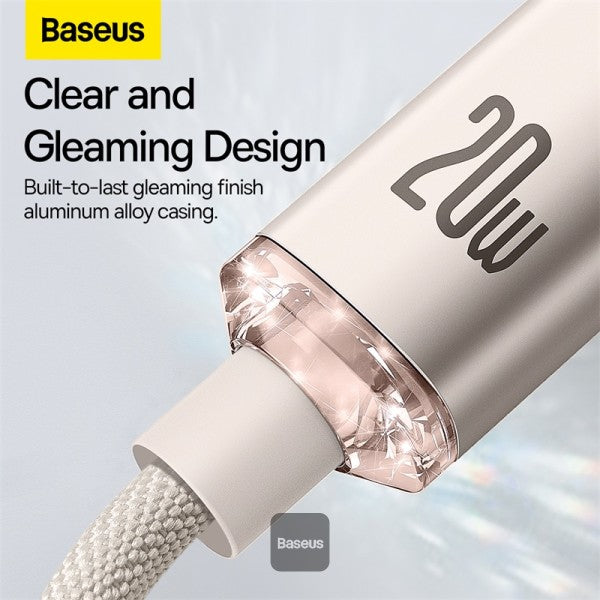 Baseus Crystal Shine Series Type C cable - Lightning Fast Charging Power Delivery 20W 12M - Pink