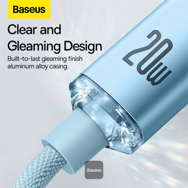 Baseus Crystal Shine Series Type C Cable - Lightning Fast Charging Power Delivery 20W 12M - Blue