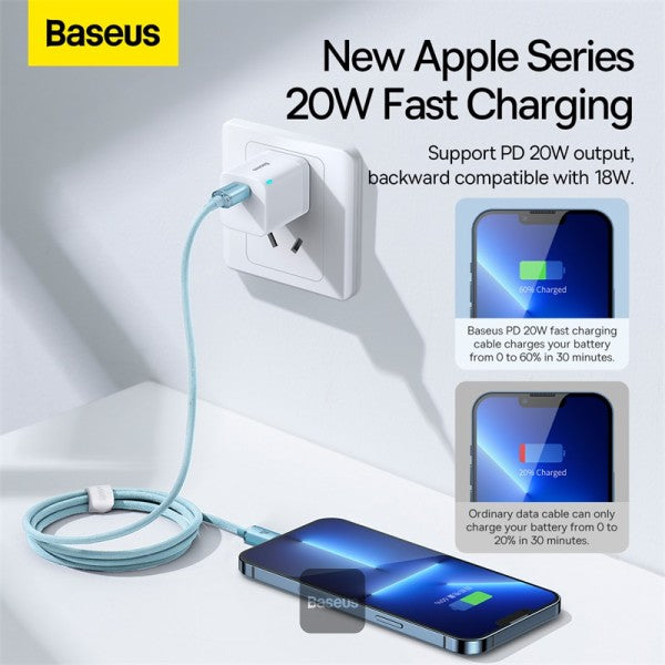 Baseus Crystal Shine Series Type C Cable - Lightning Fast Charging Power Delivery 20W 12M - Blue