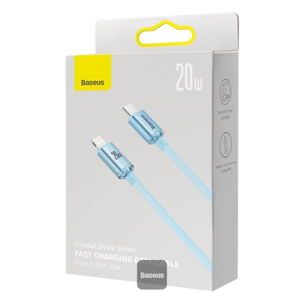 Baseus Crystal Shine Series Type C Cable - Lightning Fast Charging Power Delivery 20W 12M - Blue