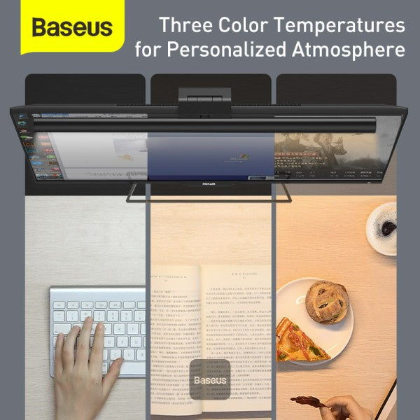Baseus Monitor Light Bar - USB Powered Eye-Protection Dimmable Brightness & Color Temp Screen Clamp Design for E-Reading & Workstation - Black