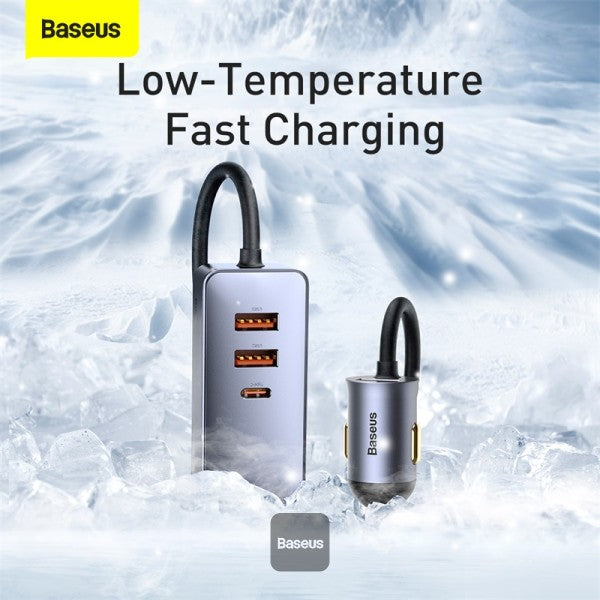 Baseus Share Together 3x USB USB Type C car charger 120W PPS Quick Charge Power Delivery gray