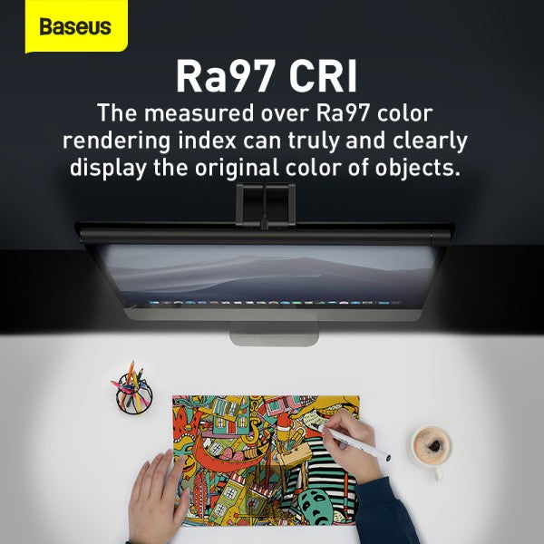 Baseus I-Wok Pro Computer Monitor Light - Stepless Dimming Monitor Lamp Eye-Care LED Bar - Black