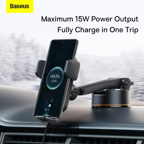 Baseus Qi 15W Wireless Car Phone Charger Holder Bracket Fast Charging Holder For iPhone 13 12 Samsung S21 Mobile Phone Black