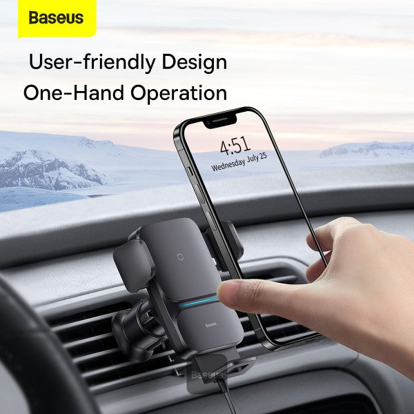 Baseus Qi 15W Wireless Car Phone Charger Holder Bracket Fast Charging Holder For iPhone 13 12 Samsung S21 Mobile Phone Black