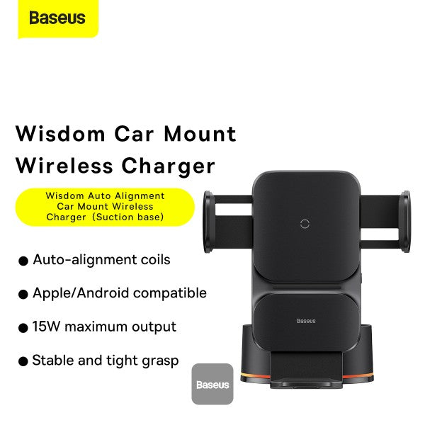 Baseus Qi 15W Wireless Car Phone Charger Holder Bracket Fast Charging Holder For iPhone 13 12 Samsung S21 Mobile Phone Black