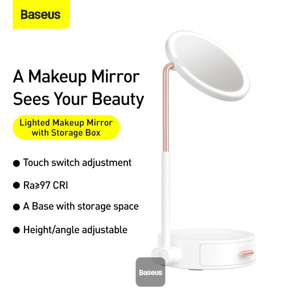 Smart Beauty Series Lighted Makeup Mirror With Storage Box White