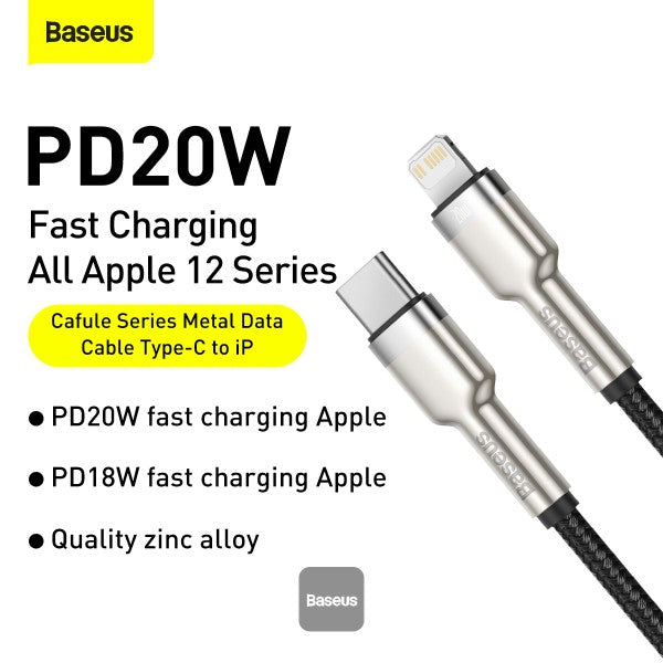 Baseus Cafule Series Metal Data Cable Type-C to Lightning iPhone PD 20W 2M - Black