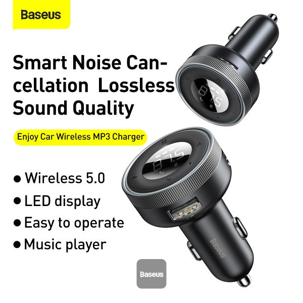 Baseus Enjoy Car Wireless MP3 Charger (Wireless 50+5V 34A) Black