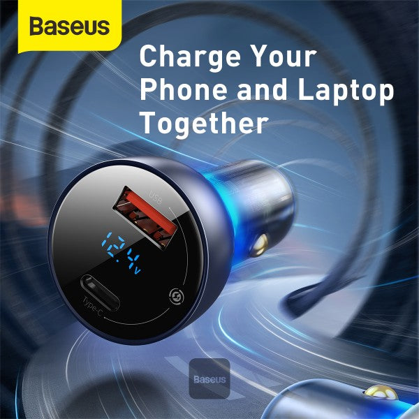 Baseus car charger USB USB Type C 65 W 5 A SCP Quick Charge 40+ Power Delivery 30 LCD display