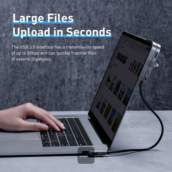 Baseus Bend Angle No7 Multifunctional Type-C HUB Converter Upgrade Space Gray