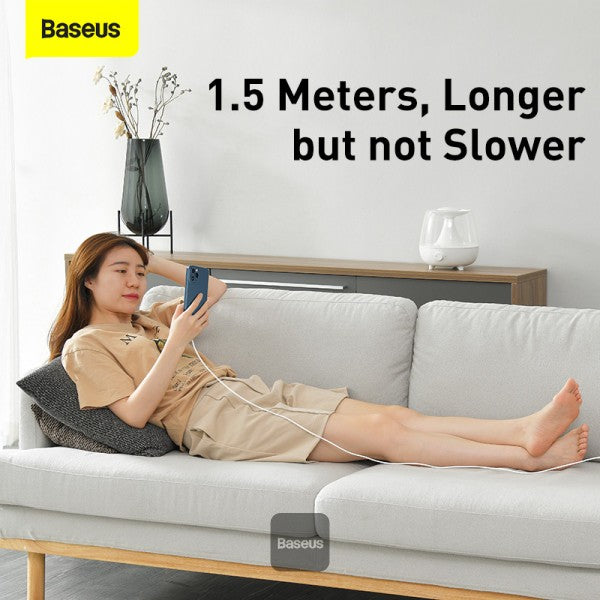 Baseus Type C Cable For iPhone 13 12 Pro Max 20W PD Fast Charge Type C to Lightning Cable For iPhone 8 Xr Charger Data Cable 15M White Pack of 2