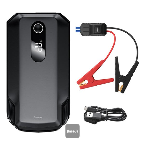 Baseus Super Energy Max Car Jump Starter 80L Gas 40L Diesel Engine 12V Portable Power Pack Automotive Battery Booster Charger with USB Port Smart Jumper Cables LED Flashlight