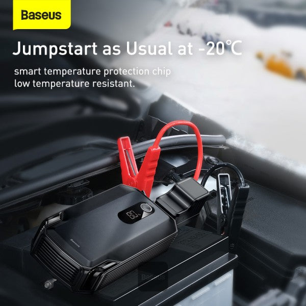 Baseus Super Energy Max Car Jump Starter 80L Gas 40L Diesel Engine 12V Portable Power Pack Automotive Battery Booster Charger with USB Port Smart Jumper Cables LED Flashlight