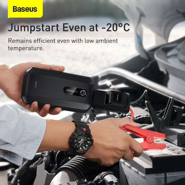 Baseus Super Energy Air Car Jump Starter Built-in 10000mAh Power Bank 1000A Max Peak Current 12V Car Jump Starter (Up to 40L Gas 25L Diesel Engines) Emergency Portable Phone Charger Black