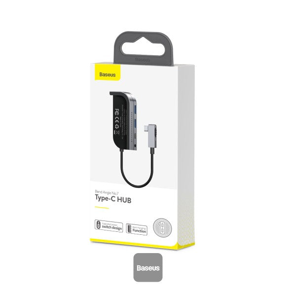 Baseus Bend Angle No7 Multifunctional Type-C HUB Converter Upgrade Space Gray