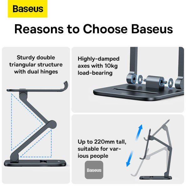 Baseus Desktop Biaxial Foldable Metal Stand (for Phones) Grey