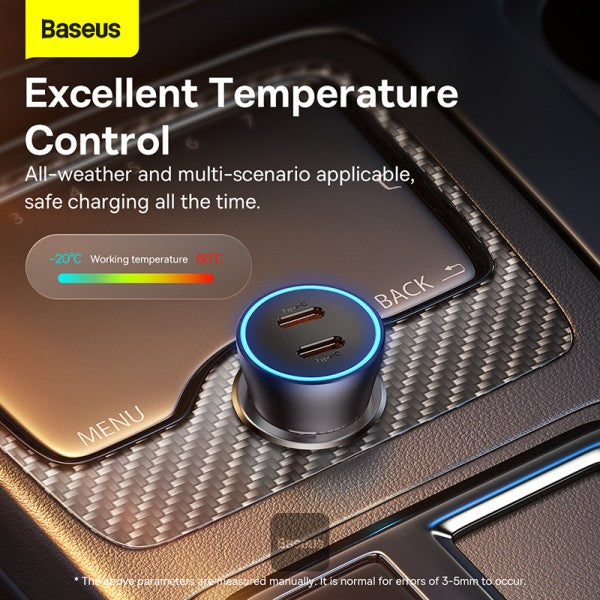 Baseus Golden Contactor Pro car charger 2x USB-C 40W gray