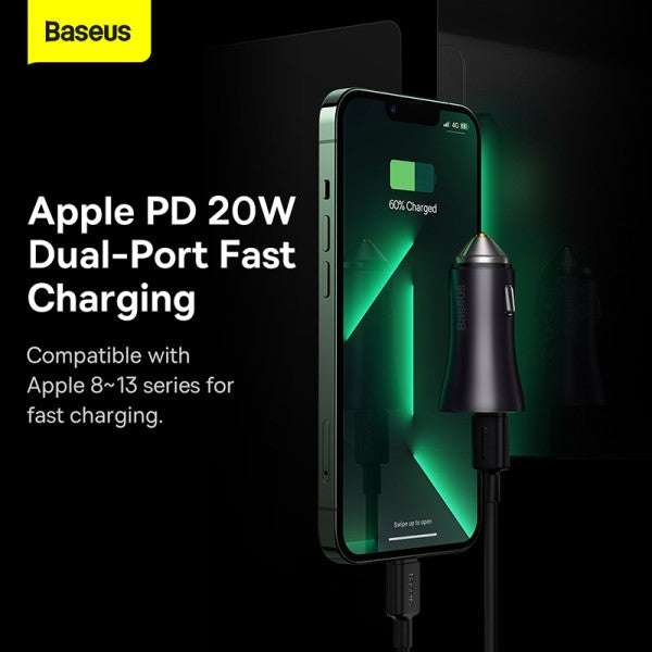 Baseus Golden Contactor Pro car charger 2x USB-C 40W gray