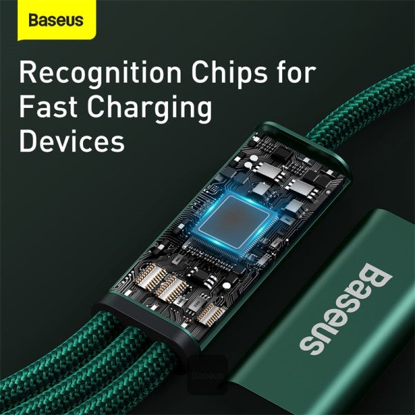 Baseus Rapid Series 3-In-1 Fast Charging Data Cable Type-C To M+L+C Pd 20w 15M - Green