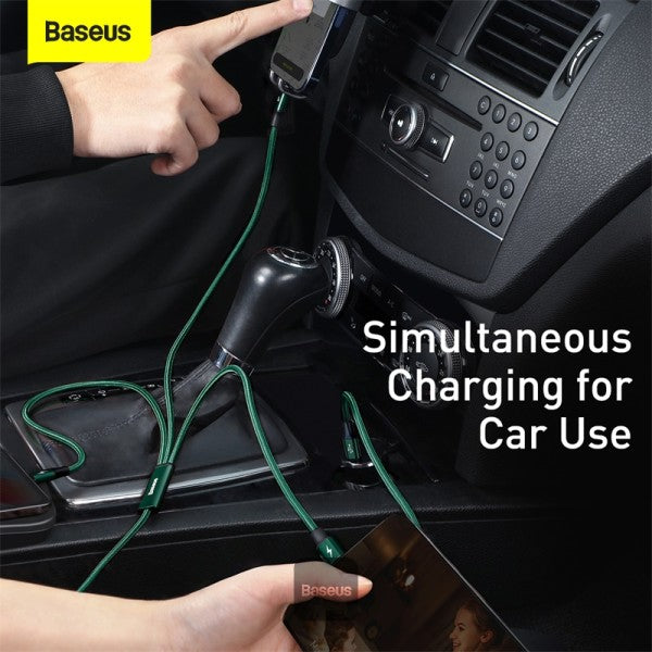 Baseus Rapid Series 3-In-1 Fast Charging Data Cable Type-C To M+L+C Pd 20w 15M - Green