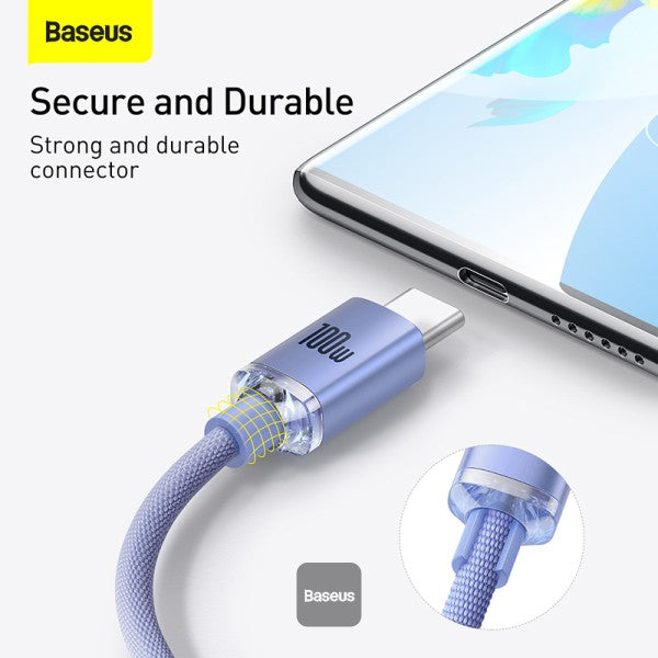 Baseus Crystal Shine Series Cable USB-A to Type-C Fast Charge Data Cable 100W 5A 12M - Purple