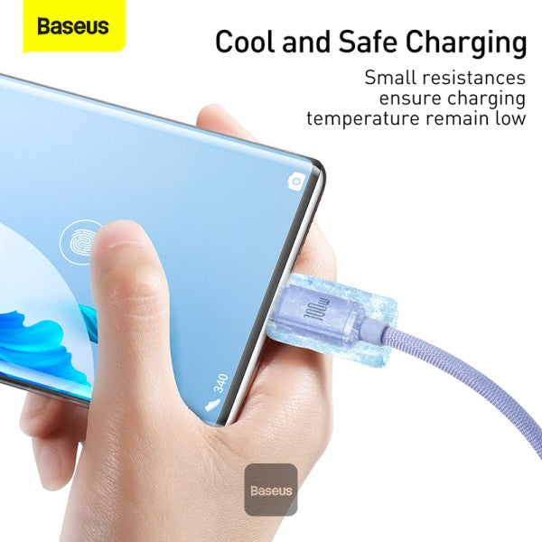 Baseus Crystal Shine Series Cable USB-A to Type-C Fast Charge Data Cable 100W 5A 12M - Purple