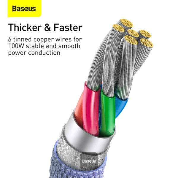 Baseus Crystal Shine Series Cable USB-A to Type-C Fast Charge Data Cable 100W 5A 12M - Purple