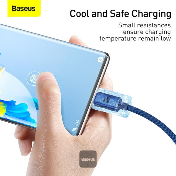 Cable Baseus Crystal Shine cable USB to USB-C 5A 100W 12m blue