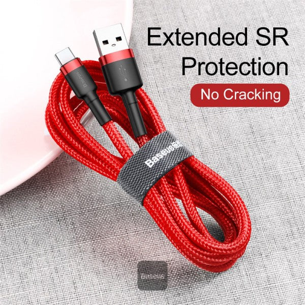 Baseus Cafule Cable Durable Nylon Braided Wire USB USB-C Qc30 2a 2m Red