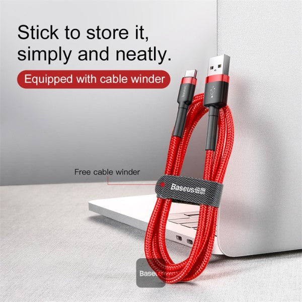 Baseus Cafule Cable Durable Nylon Braided Wire USB USB-C Qc30 2a 2m Red