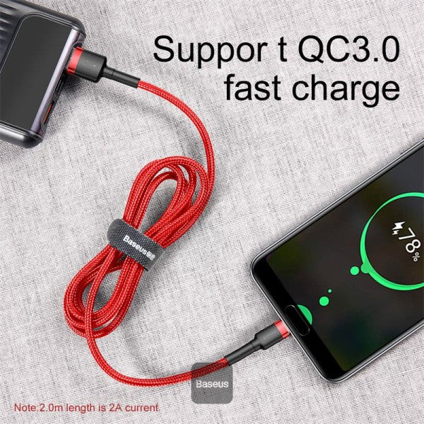 Baseus Cafule Cable Durable Nylon Braided Wire USB USB-C Qc30 2a 2m Red