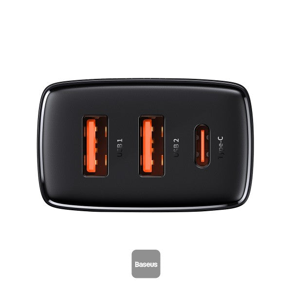 Baseus Compact quick charger USB Type C 2x USB 30W 3A Power Delivery Quick Charge black EU