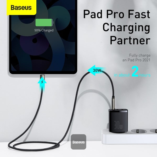 Baseus Compact quick charger USB Type C 2x USB 30W 3A Power Delivery Quick Charge black EU