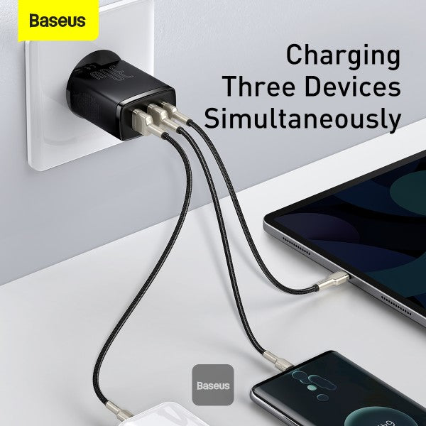 Baseus Compact quick charger USB Type C 2x USB 30W 3A Power Delivery Quick Charge black EU