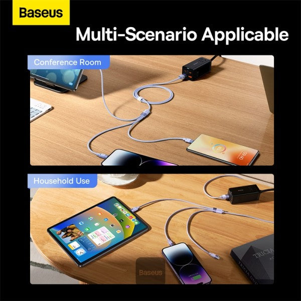 Baseus StarSpeed 1-for-3 Fast Charging Data Cable USB to M+L+C 35A 12M - Purple