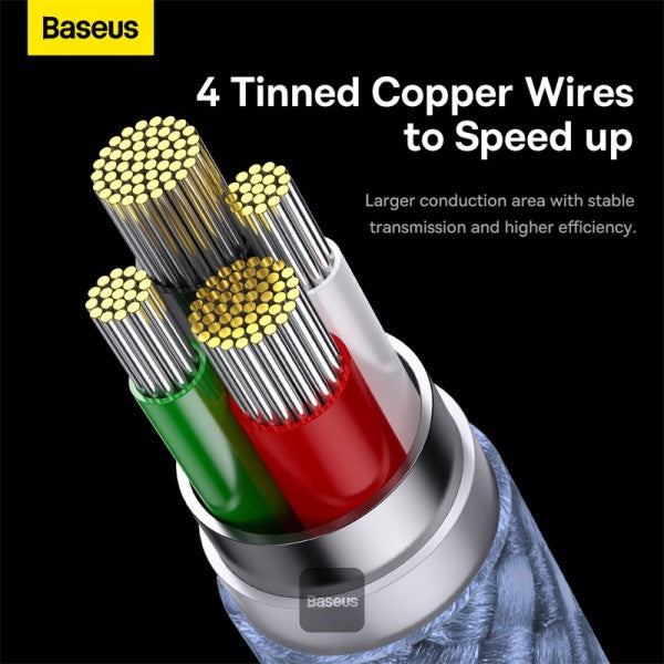 Baseus StarSpeed 1-for-3 Fast Charging Data Cable USB to M+L+C 35A 12M - Blue
