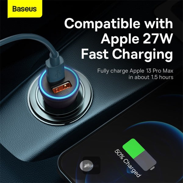 Baseus Golden Contactor Max Dual Fast Charger Car Charger U+C 60W Dark Gray