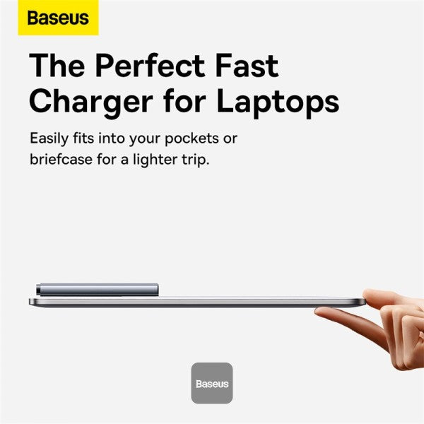 Baseus GaN5 Pro Ultra-Slim Fast Charger C+U 65W UK EU US Adapter Plug With 100W USB C Cable - Grey