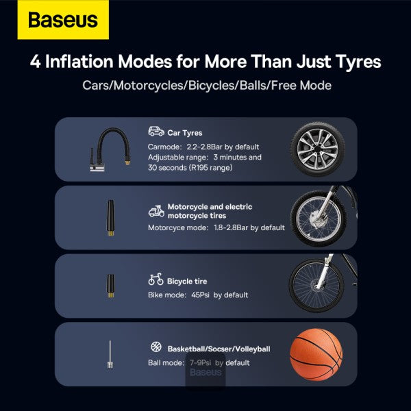Baseus Mega Energy Pump Dual Cylinder Wireless Inflator Black