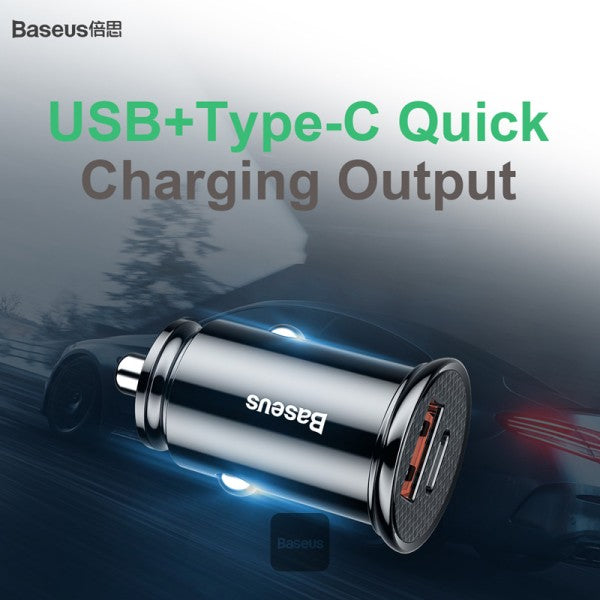 Baseus Circular Plastic A+C 30w PPS Car Charger Black