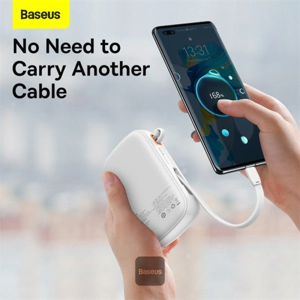 Baseus Qpow Digital Display power bank with fast charging 20000mAh 225W QC PD SCP FCP with built-in USB-C cable white
