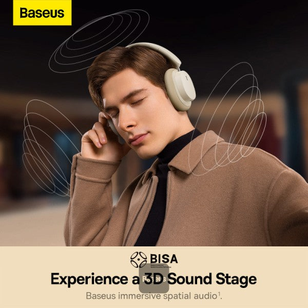 Baseus Bowie D05 Wireless Bluetooth Headset Foldable HiFi Stereo Music Headphone Creamy - White