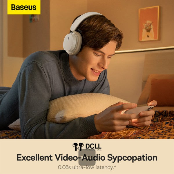 Baseus Bowie D05 Wireless Bluetooth Headset Foldable HiFi Stereo Music Headphone Creamy - White